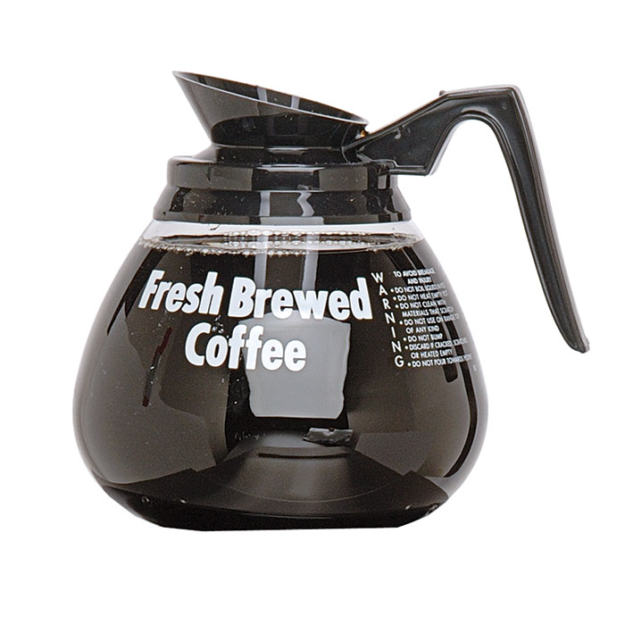 Coffee Decanter. 3-pack glass decanters with black handle. (choose quantity)