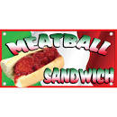 Sign 12x24" with 4 Grommets "Meatball Sandwich" Design; 1/ea