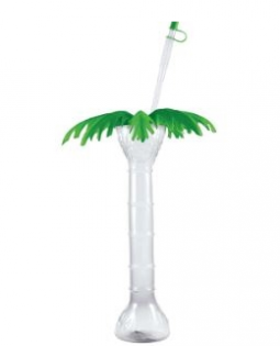 24oz Clear Souvenir Palm Tree Cups with lid and straw 35 per case
